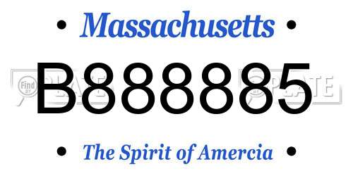 B888885 Massachusetts License Plate