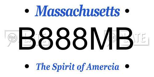 B888MB Massachusetts License Plate