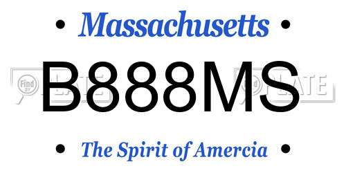 B888MS Massachusetts License Plate