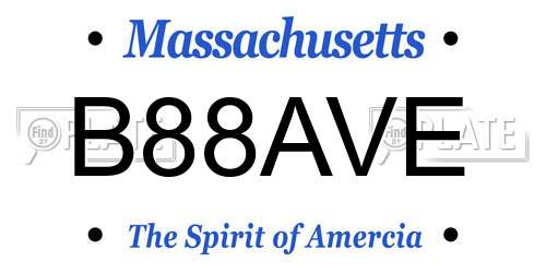 B88AVE Massachusetts License Plate
