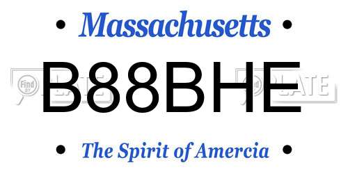 B88BHE Massachusetts License Plate