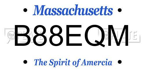 B88EQM Massachusetts License Plate