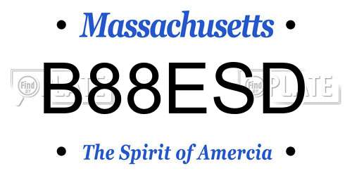 B88ESD Massachusetts License Plate