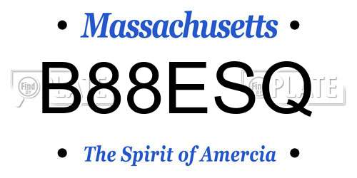 B88ESQ Massachusetts License Plate