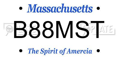 B88MST Massachusetts License Plate