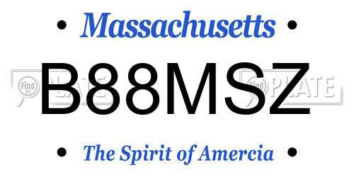 B88MSZ Massachusetts License Plate