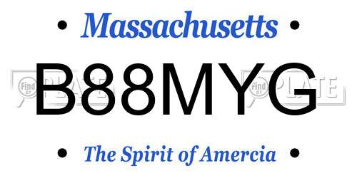 B88MYG Massachusetts License Plate