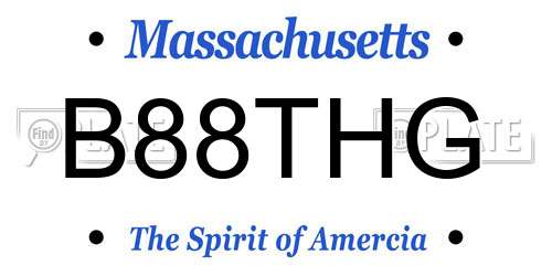 B88THG Massachusetts License Plate