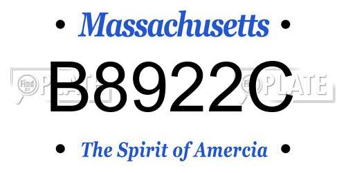 B8922C Massachusetts License Plate