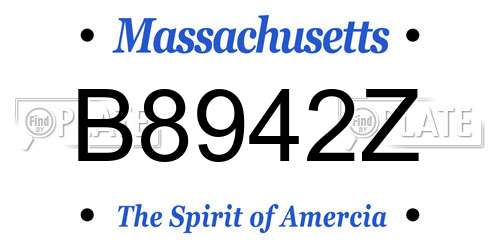 B8942Z Massachusetts License Plate