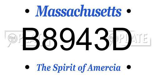 B8943D Massachusetts License Plate