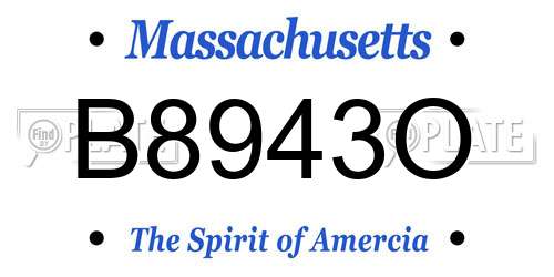 B8943O Massachusetts License Plate