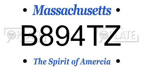 B894TZ Massachusetts License Plate