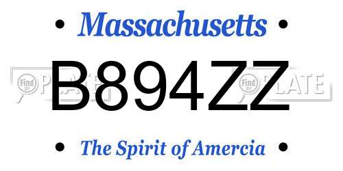 B894ZZ Massachusetts License Plate