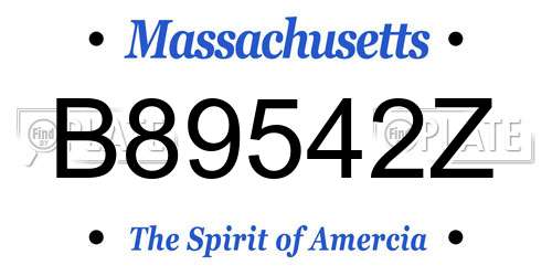 B89542Z Massachusetts License Plate