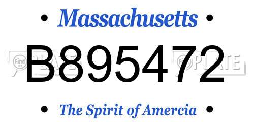 B895472 Massachusetts License Plate