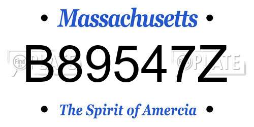 B89547Z Massachusetts License Plate