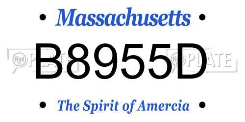 B8955D Massachusetts License Plate