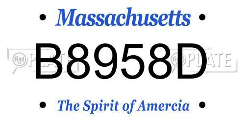 B8958D Massachusetts License Plate
