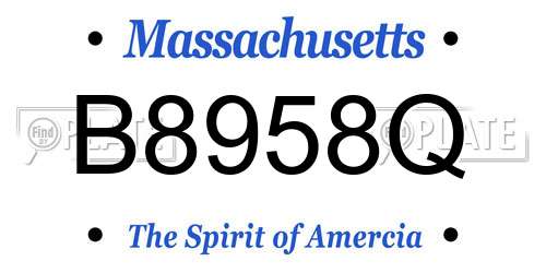 B8958Q Massachusetts License Plate