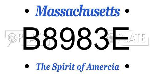 B8983E Massachusetts License Plate