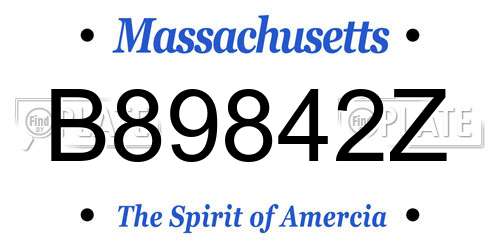 B89842Z Massachusetts License Plate