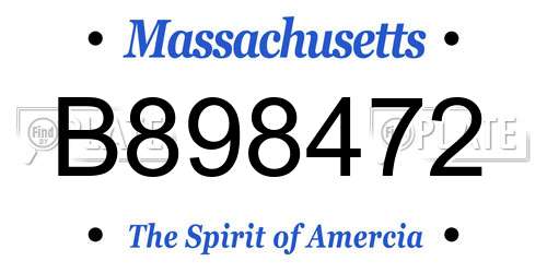 B898472 Massachusetts License Plate