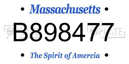 B898477 Massachusetts License Plate
