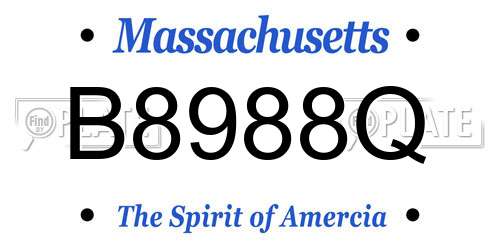 B8988Q Massachusetts License Plate
