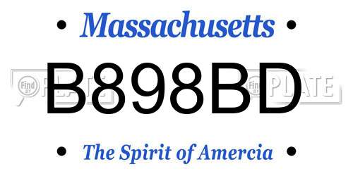 B898BD Massachusetts License Plate