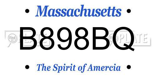 B898BQ Massachusetts License Plate