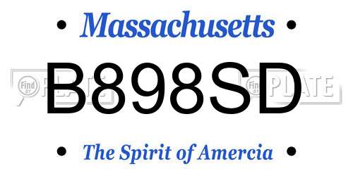 B898SD Massachusetts License Plate