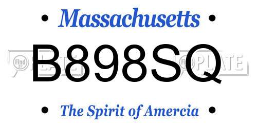 B898SQ Massachusetts License Plate