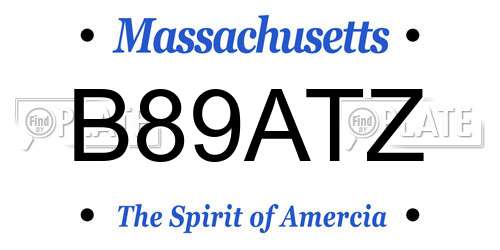 B89ATZ Massachusetts License Plate