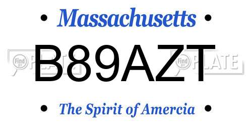 B89AZT Massachusetts License Plate