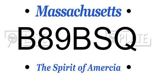 B89BSQ Massachusetts License Plate