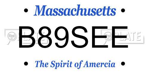 B89SEE Massachusetts License Plate