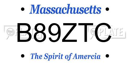 B89ZTC Massachusetts License Plate