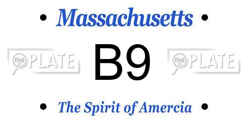 B9 Massachusetts License Plate