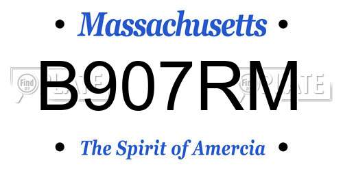 B907RM Massachusetts License Plate