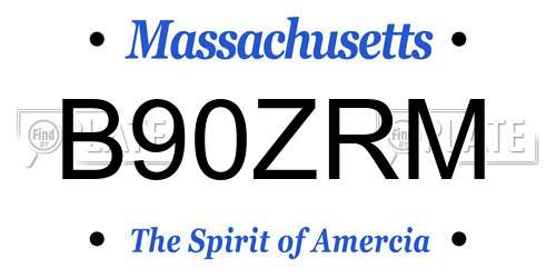 B90ZRM Massachusetts License Plate
