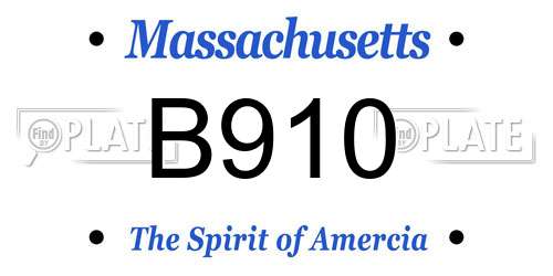 B910 Massachusetts License Plate