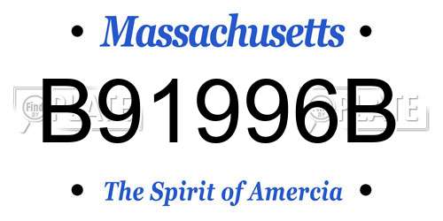 B91996B Massachusetts License Plate