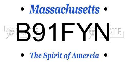 B91FYN Massachusetts License Plate