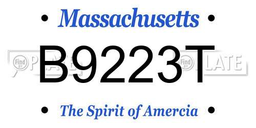 B9223T Massachusetts License Plate