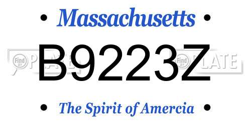 B9223Z Massachusetts License Plate