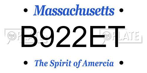 B922ET Massachusetts License Plate