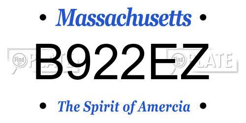 B922EZ Massachusetts License Plate