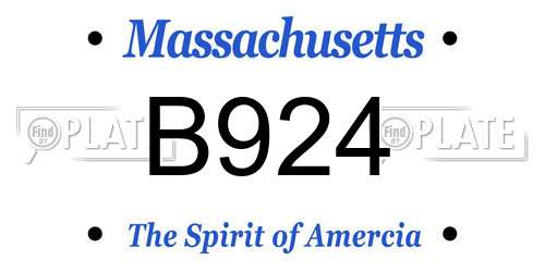 B924 Massachusetts License Plate
