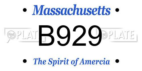 B929 Massachusetts License Plate